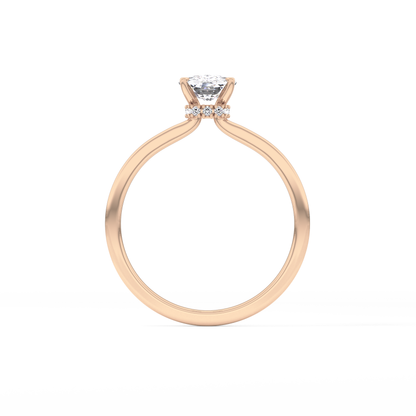 Cushion Cut 0.78 Carat Moissanite Ring – Hidden Halo Setting in Gold