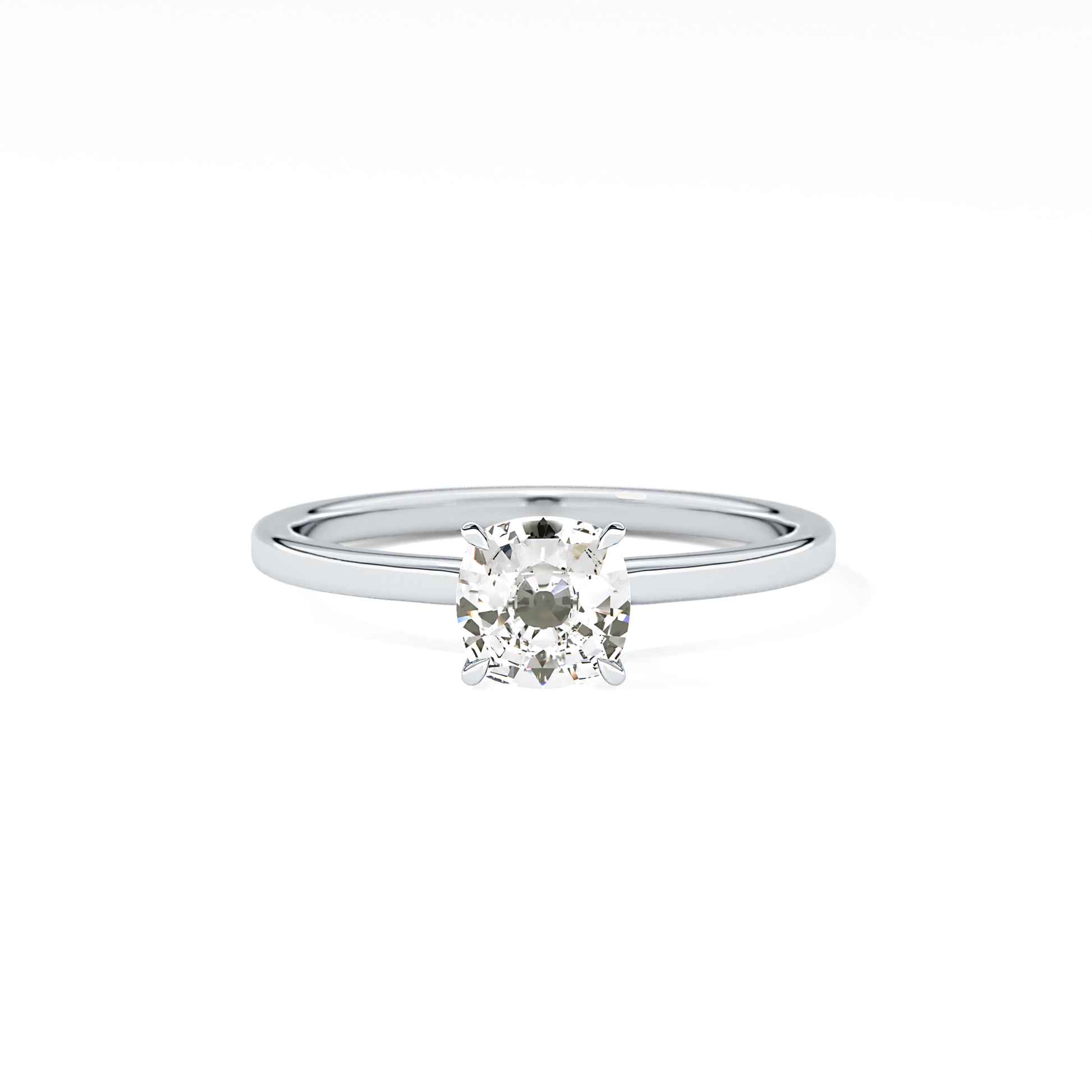 Cushion Cut 0.78 Carat Moissanite Ring – Hidden Halo Setting in Gold