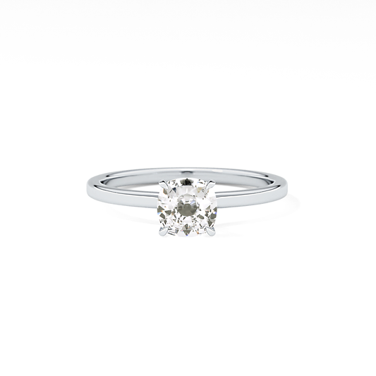 Cushion Cut 0.78 Carat Moissanite Ring – Hidden Halo Setting in Gold
