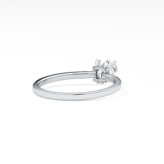 Cushion Cut 0.78 Carat Moissanite Ring – Hidden Halo Setting in Gold