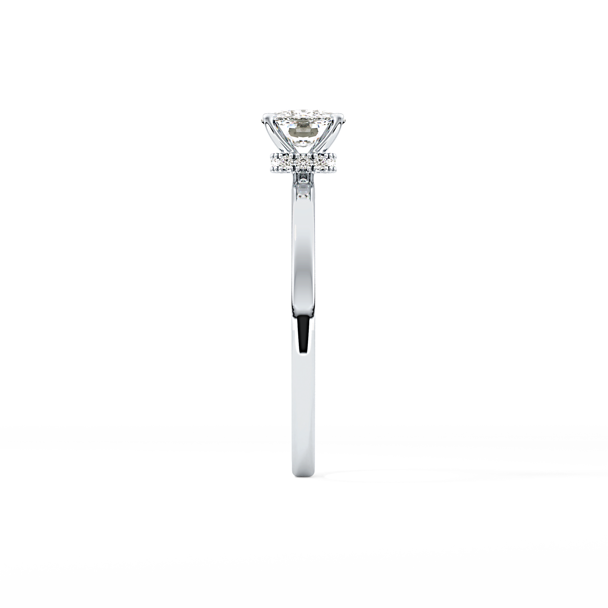 Cushion Cut 0.78 Carat Moissanite Ring – Hidden Halo Setting in Gold