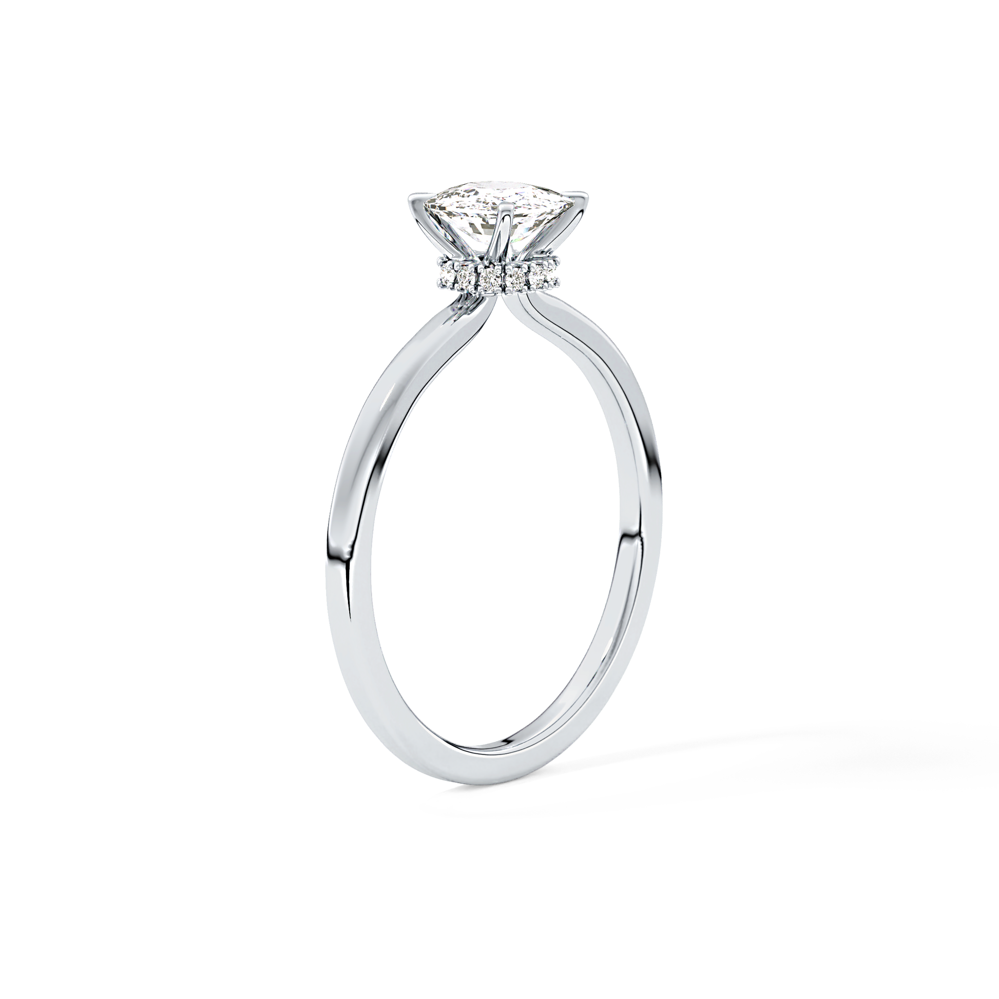 Cushion Cut 0.78 Carat Moissanite Ring – Hidden Halo Setting in Gold