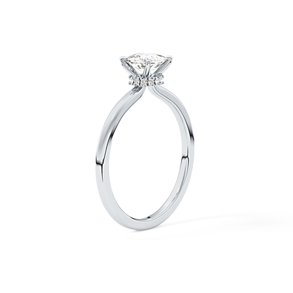 Cushion Cut 0.78 Carat Moissanite Ring – Hidden Halo Setting in Gold