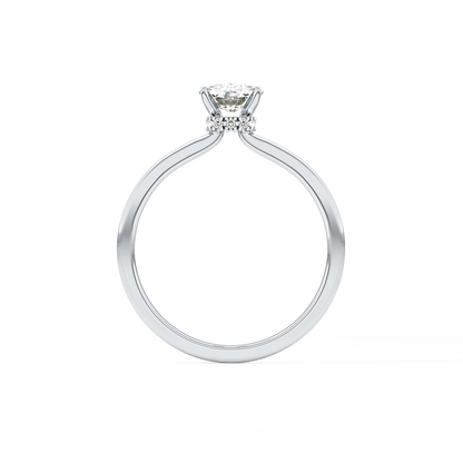 Cushion Cut 0.78 Carat Moissanite Ring – Hidden Halo Setting in Gold