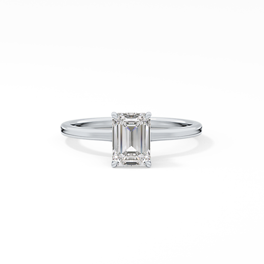 Emerald Cut 1.02 Carat Moissanite Ring – Hidden Halo Setting in Gold