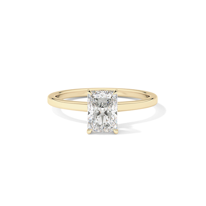 Radiant Cut 1.21 Carat Moissanite Ring – Hidden Halo Setting in Gold