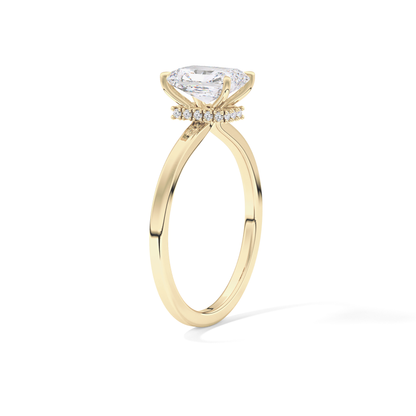 Radiant Cut 1.21 Carat Moissanite Ring – Hidden Halo Setting in Gold