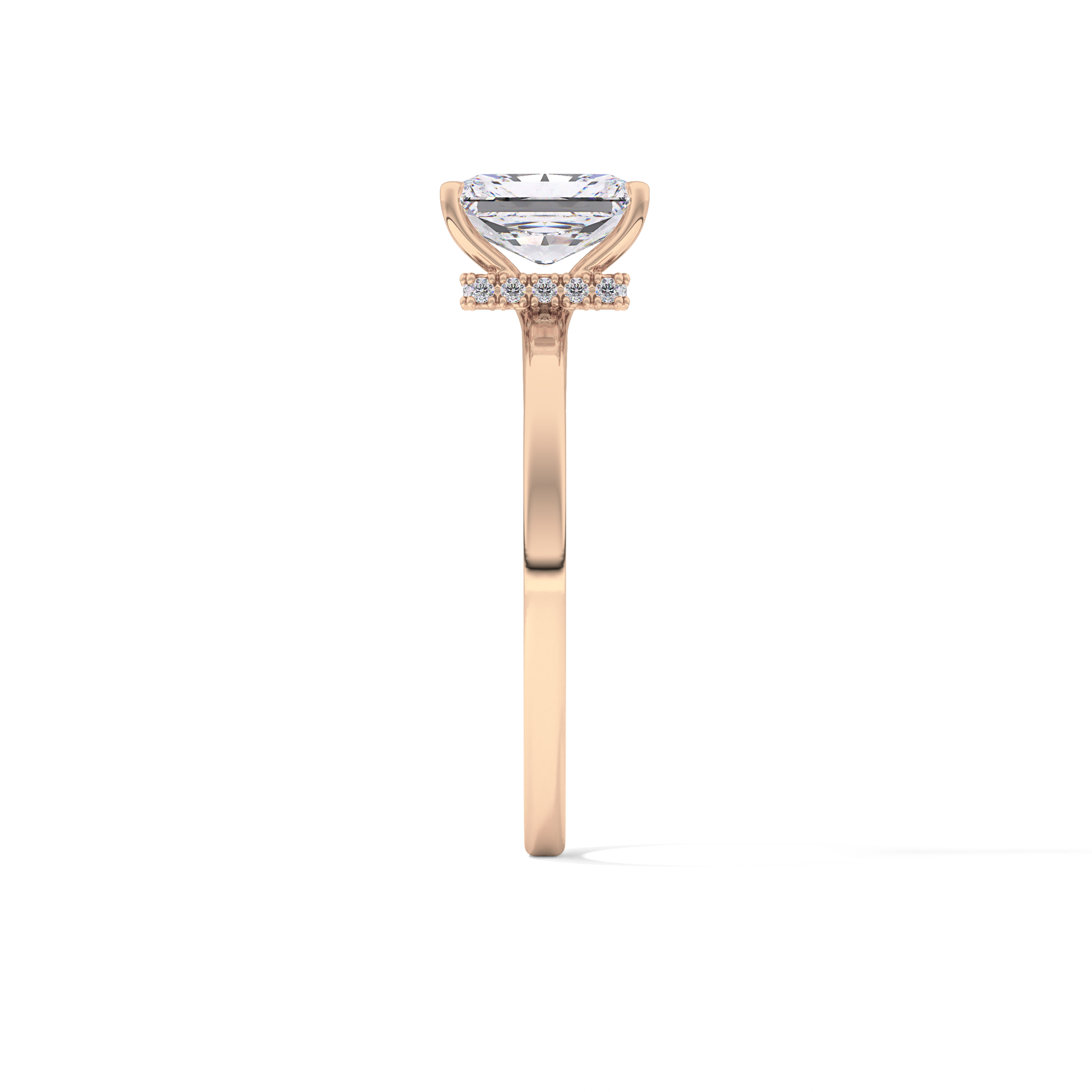 Radiant Cut 1.21 Carat Moissanite Ring – Hidden Halo Setting in Gold