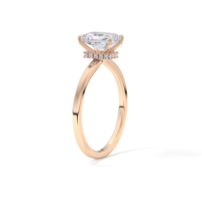 Radiant Cut 1.21 Carat Moissanite Ring – Hidden Halo Setting in Gold