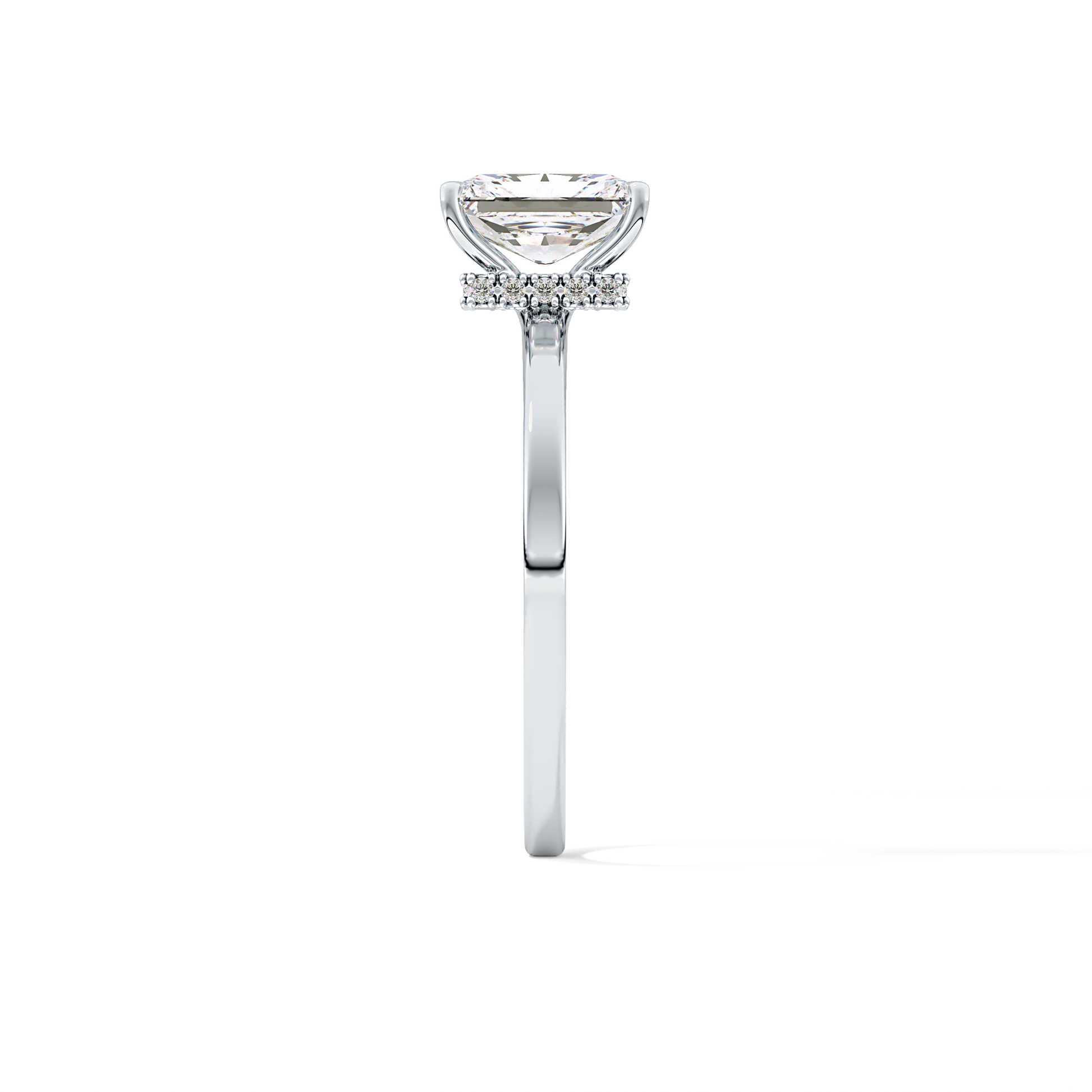 Radiant Cut 1.21 Carat Moissanite Ring – Hidden Halo Setting in Gold