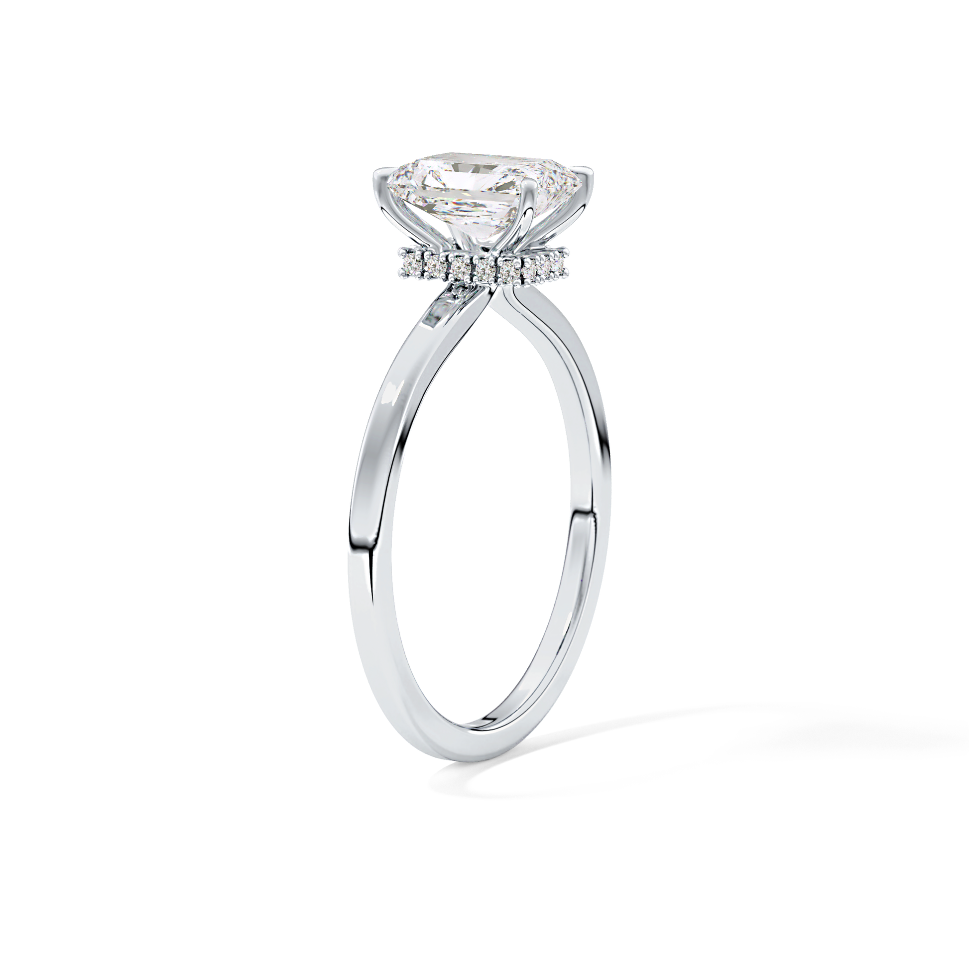 Radiant Cut 1.21 Carat Moissanite Ring – Hidden Halo Setting in Gold