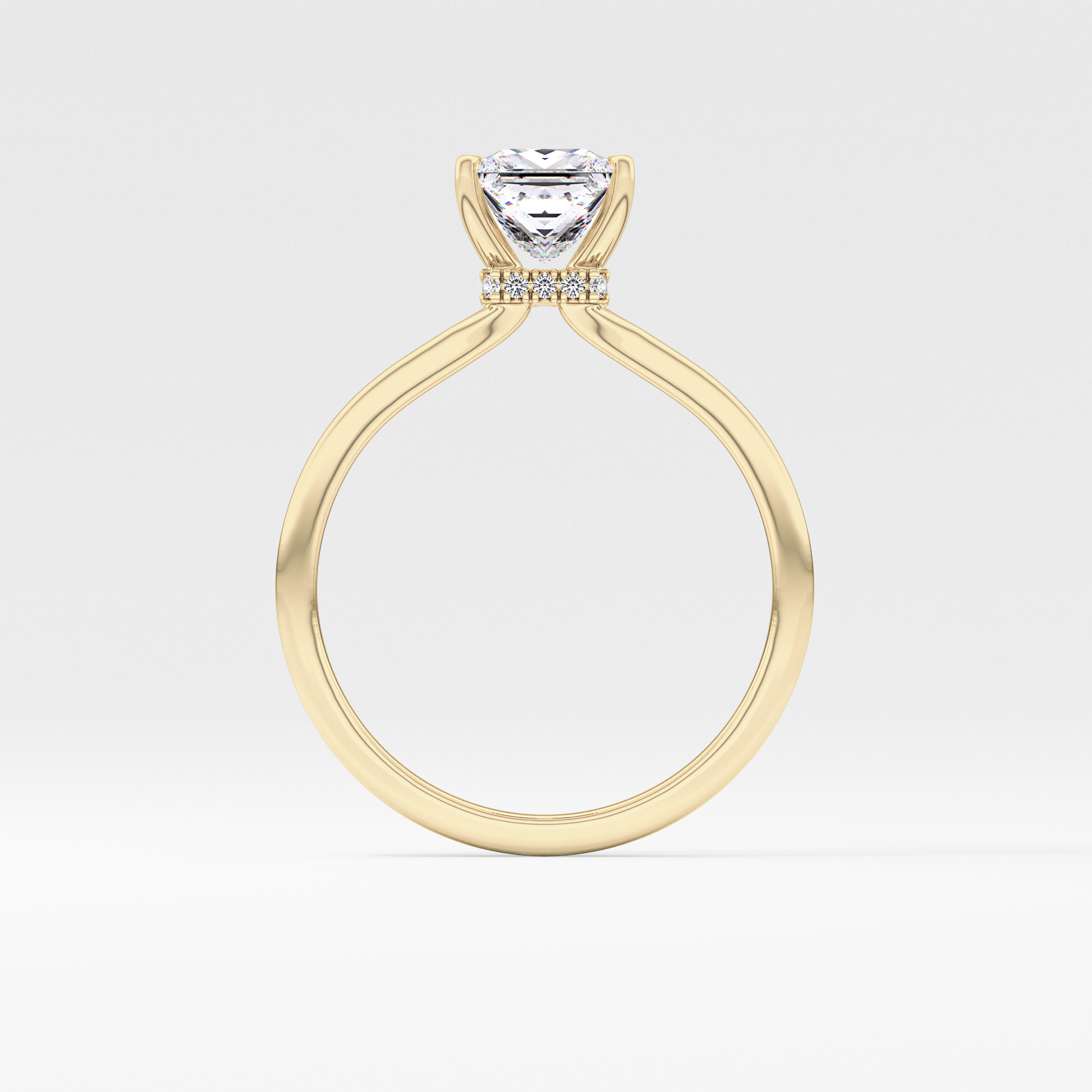 Princess Cut 1.04 Carat Moissanite Ring – Hidden Halo Setting in Gold