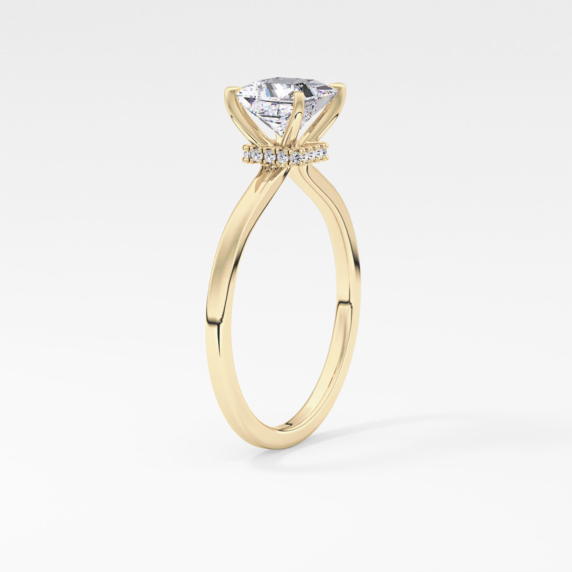 Princess Cut 1.04 Carat Moissanite Ring – Hidden Halo Setting in Gold