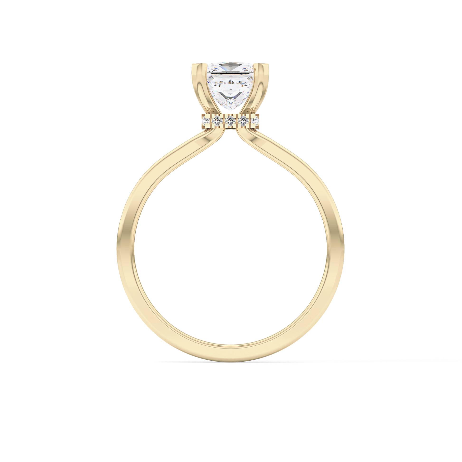 Princess Cut 1.04 Carat Moissanite Ring – Hidden Halo Setting in Gold