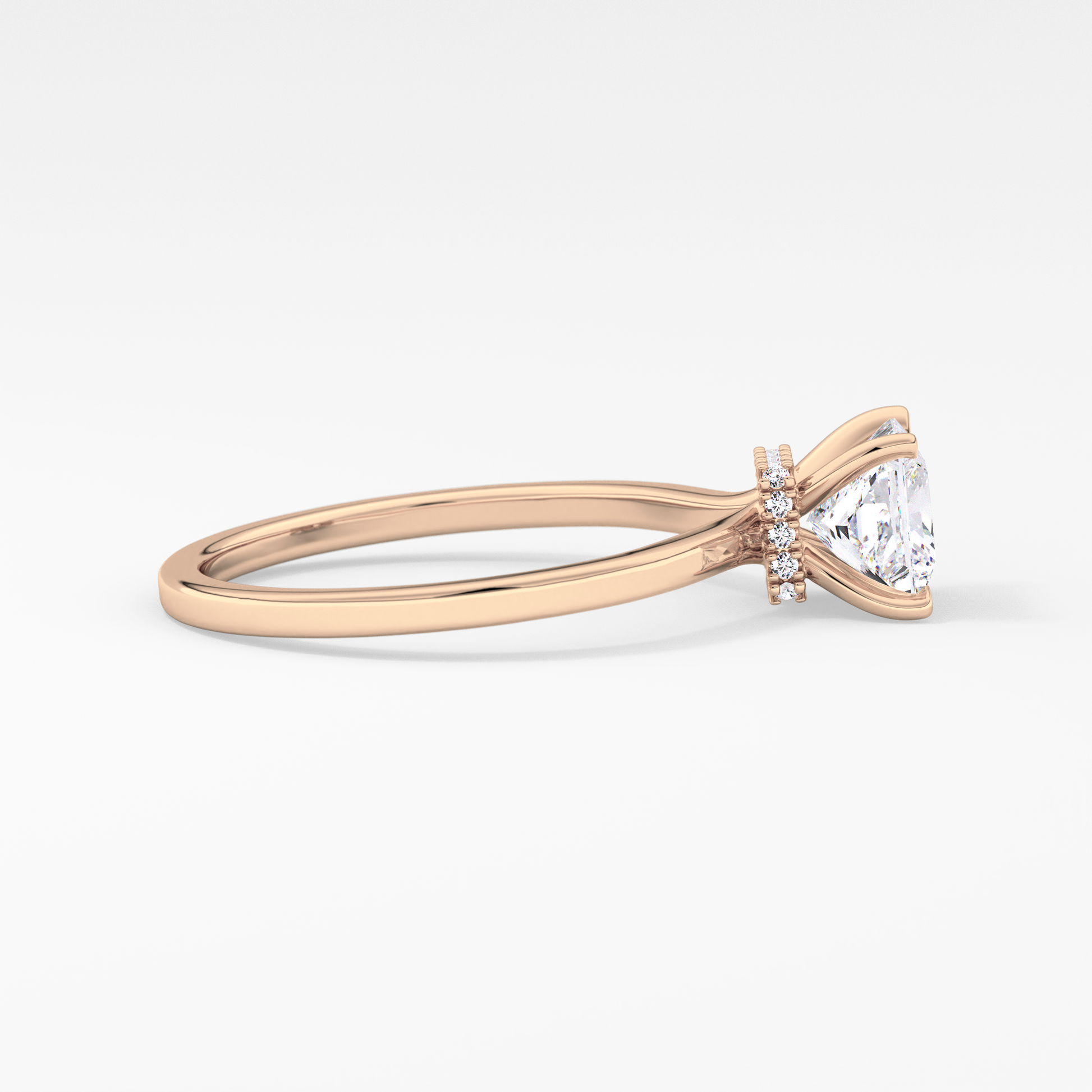 Princess Cut 1.04 Carat Moissanite Ring – Hidden Halo Setting in Gold