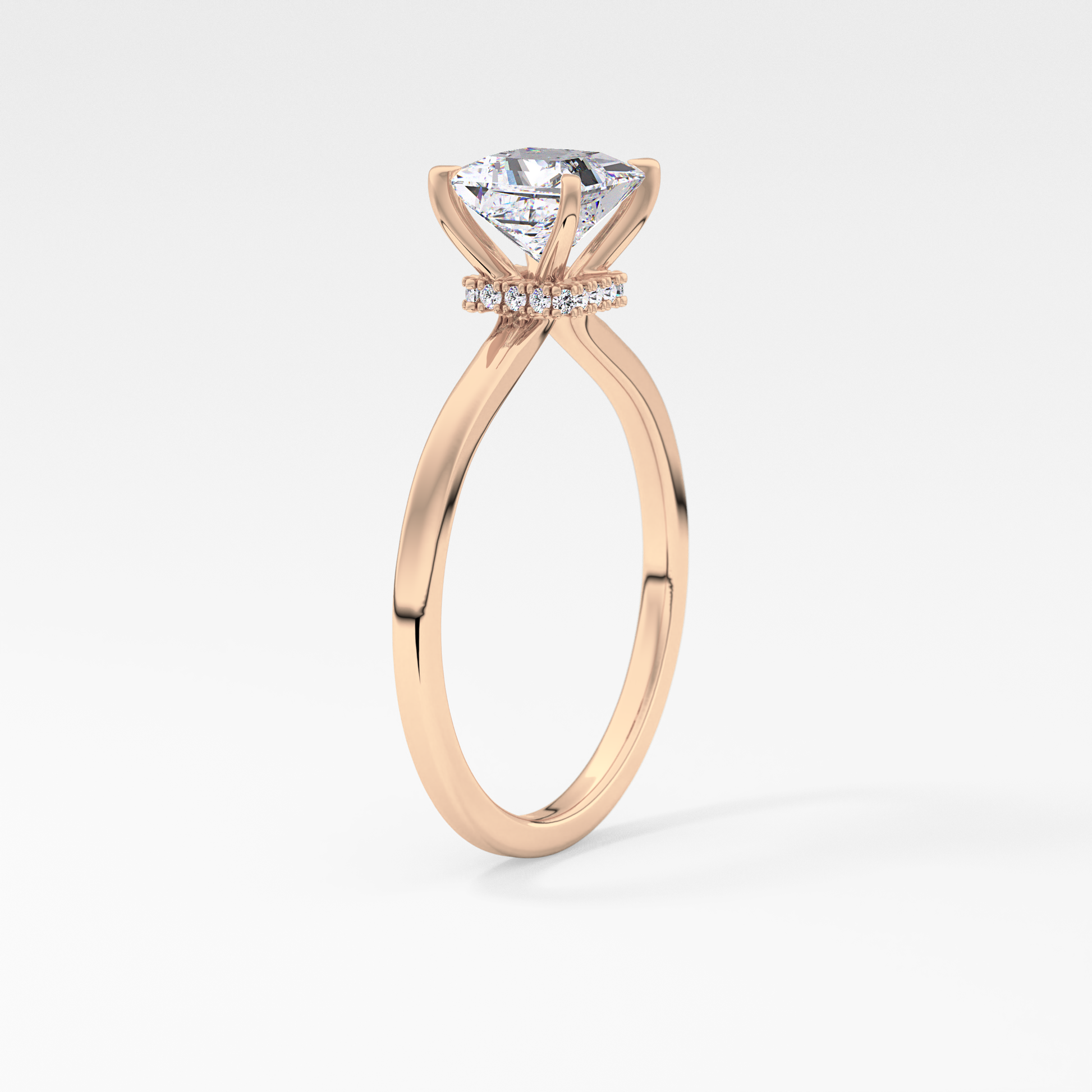 Princess Cut 1.04 Carat Moissanite Ring – Hidden Halo Setting in Gold