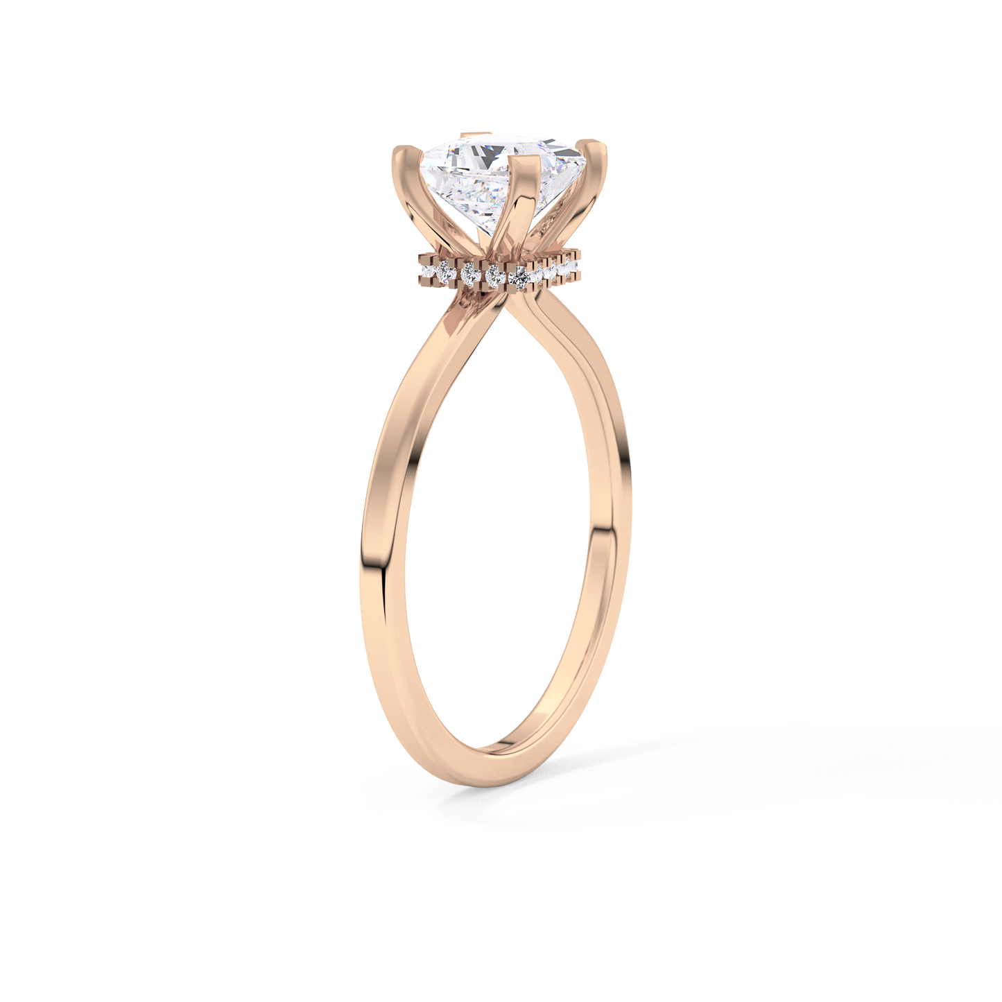 Princess Cut 1.04 Carat Moissanite Ring – Hidden Halo Setting in Gold