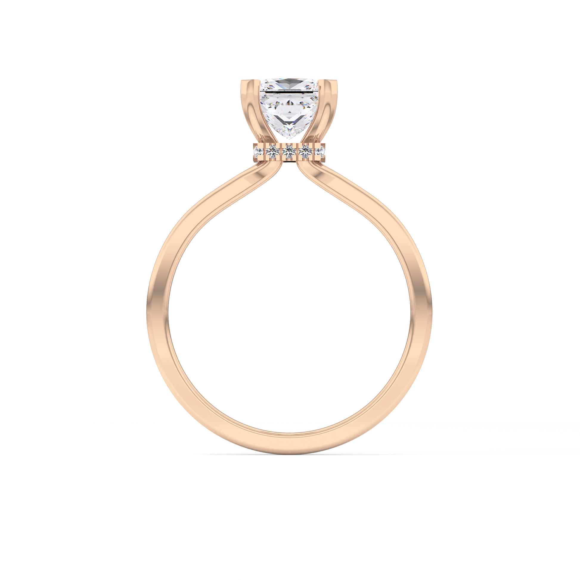 Princess Cut 1.04 Carat Moissanite Ring – Hidden Halo Setting in Gold