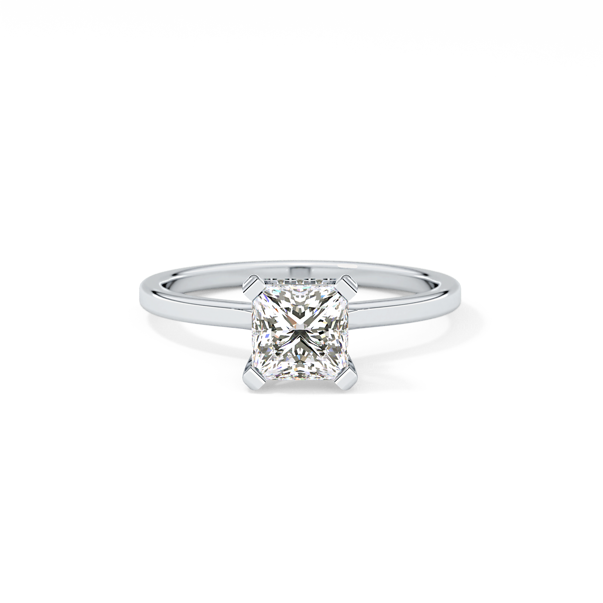Princess Cut 1.04 Carat Moissanite Ring – Hidden Halo Setting in Gold