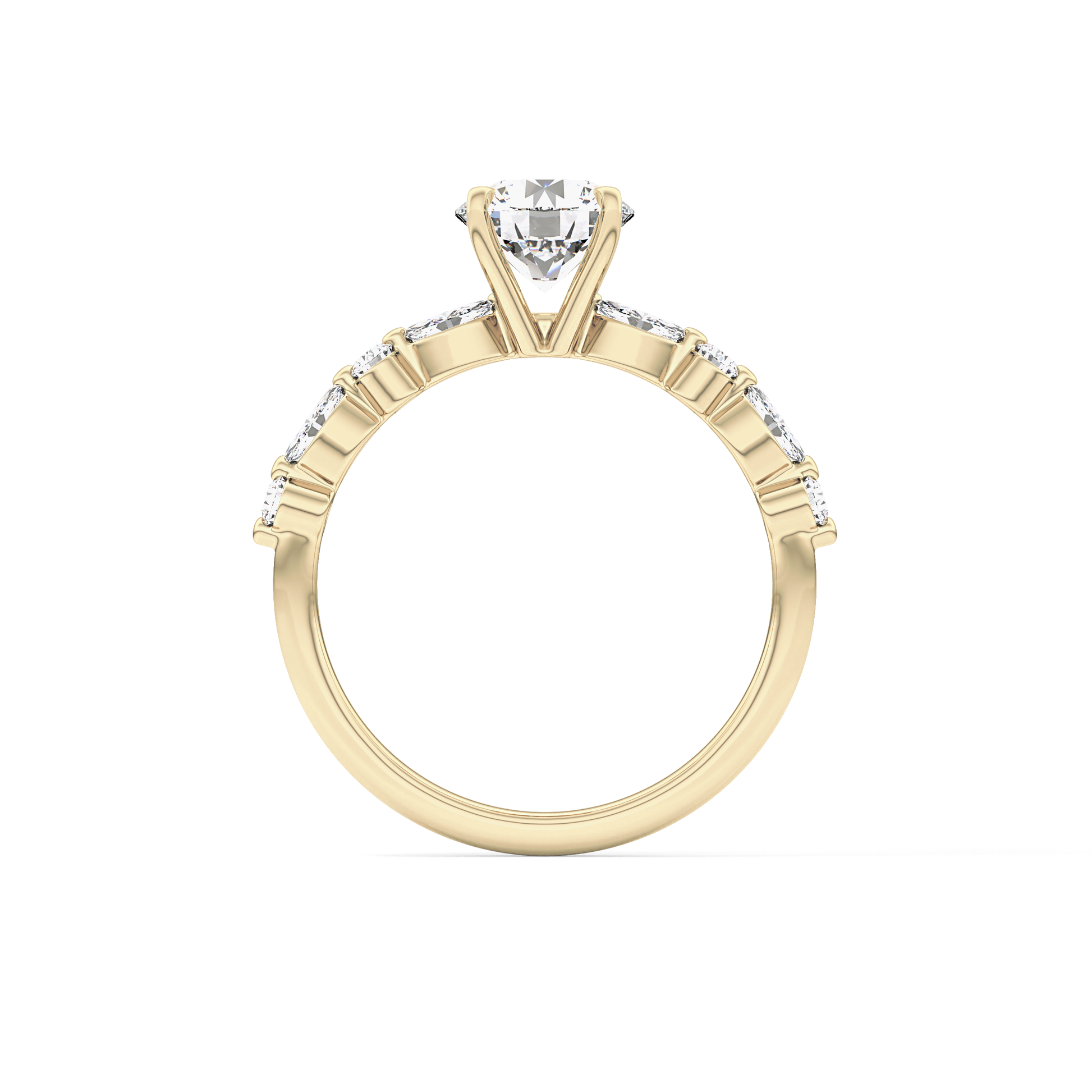 Round Cut 1.15 Carat Moissanite Ring – Pave Setting in Gold