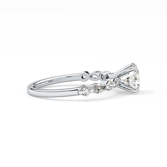 Round Cut 1.15 Carat Moissanite Ring – Pave Setting in Gold