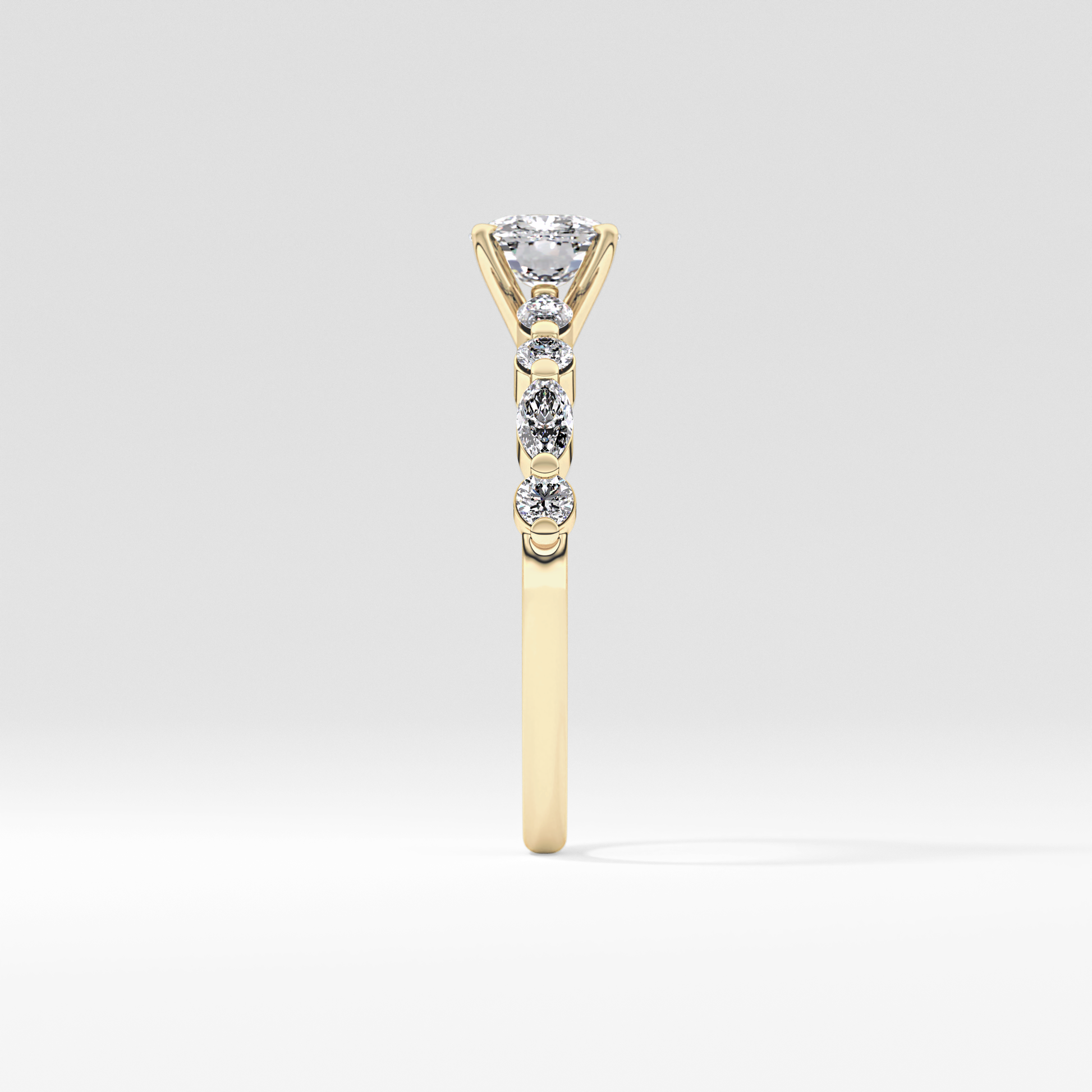 Cushion Cut 0.87 Carat Moissanite Ring – Pave Setting in Gold