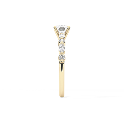 Cushion Cut 0.87 Carat Moissanite Ring – Pave Setting in Gold