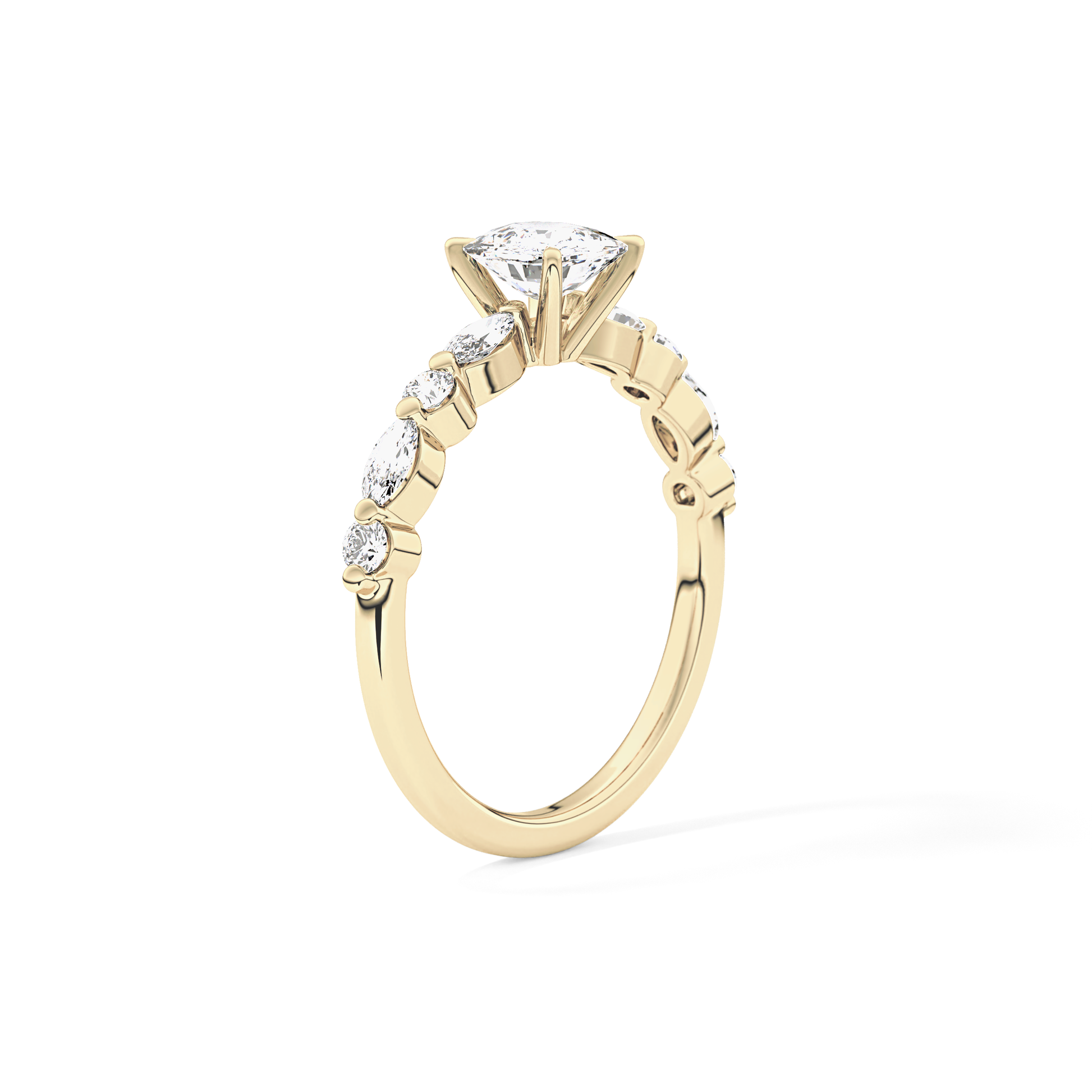 Cushion Cut 0.87 Carat Moissanite Ring – Pave Setting in Gold