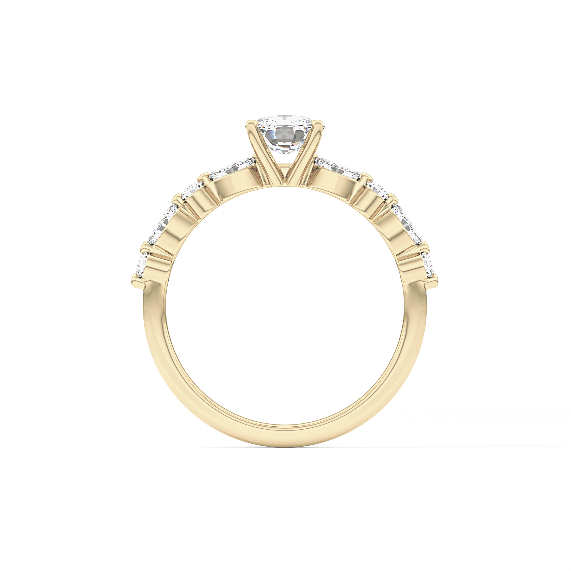 Cushion Cut 0.87 Carat Moissanite Ring – Pave Setting in Gold