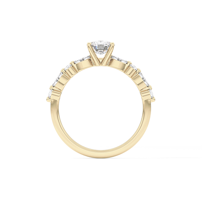 Cushion Cut 0.87 Carat Moissanite Ring – Pave Setting in Gold
