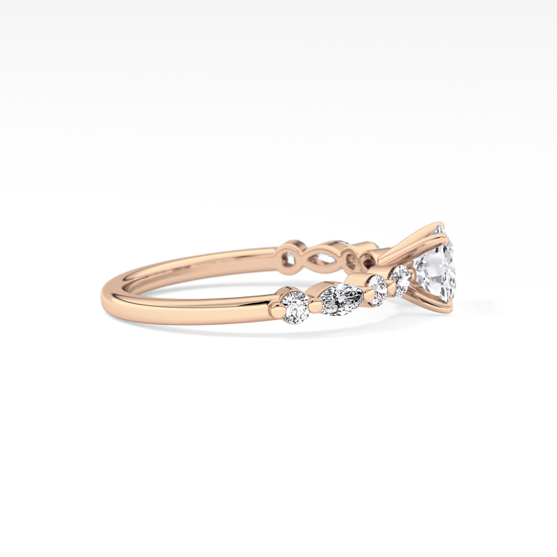 Cushion Cut 0.87 Carat Moissanite Ring – Pave Setting in Gold