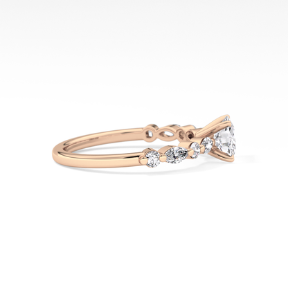 Cushion Cut 0.87 Carat Moissanite Ring – Pave Setting in Gold