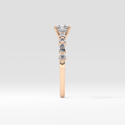 Cushion Cut 0.87 Carat Moissanite Ring – Pave Setting in Gold