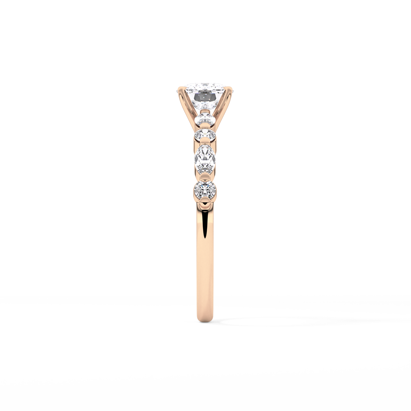Cushion Cut 0.87 Carat Moissanite Ring – Pave Setting in Gold