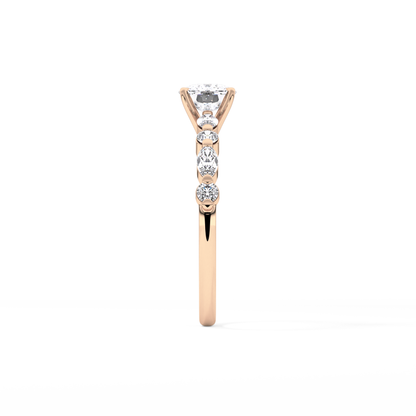 Cushion Cut 0.87 Carat Moissanite Ring – Pave Setting in Gold