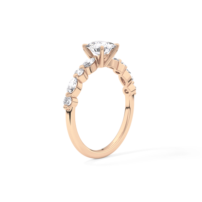 Cushion Cut 0.87 Carat Moissanite Ring – Pave Setting in Gold