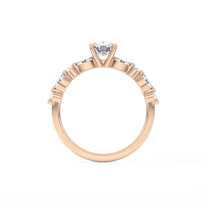 Cushion Cut 0.87 Carat Moissanite Ring – Pave Setting in Gold