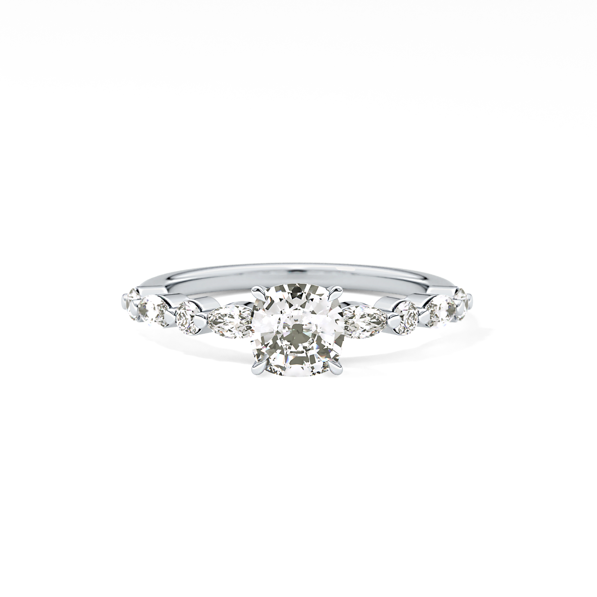 Cushion Cut 0.87 Carat Moissanite Ring – Pave Setting in Gold