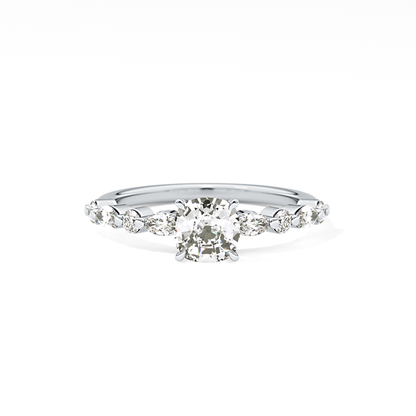 Cushion Cut 0.87 Carat Moissanite Ring – Pave Setting in Gold