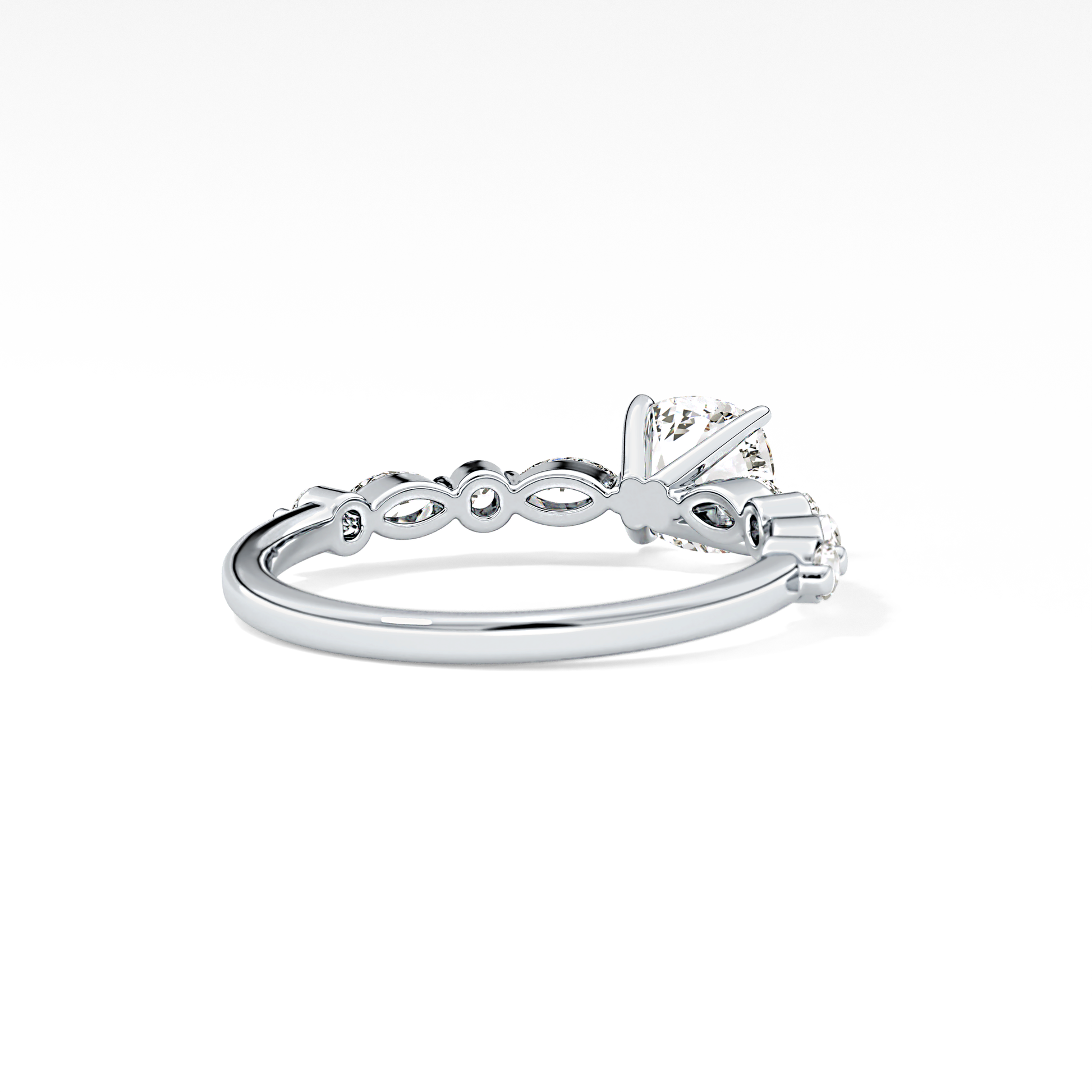 Cushion Cut 0.87 Carat Moissanite Ring – Pave Setting in Gold
