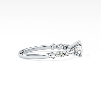 Cushion Cut 0.87 Carat Moissanite Ring – Pave Setting in Gold