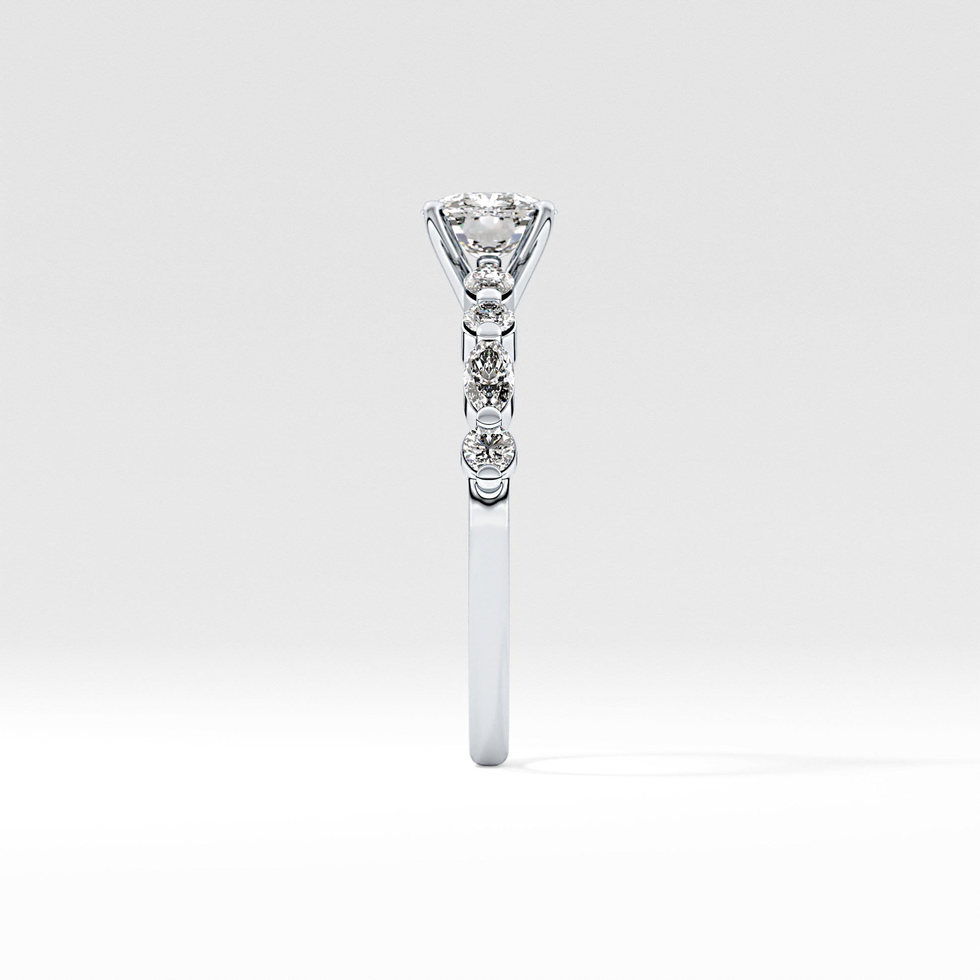 Cushion Cut 0.87 Carat Moissanite Ring – Pave Setting in Gold