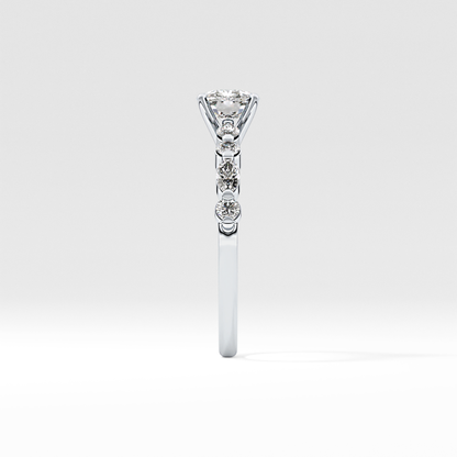 Cushion Cut 0.87 Carat Moissanite Ring – Pave Setting in Gold