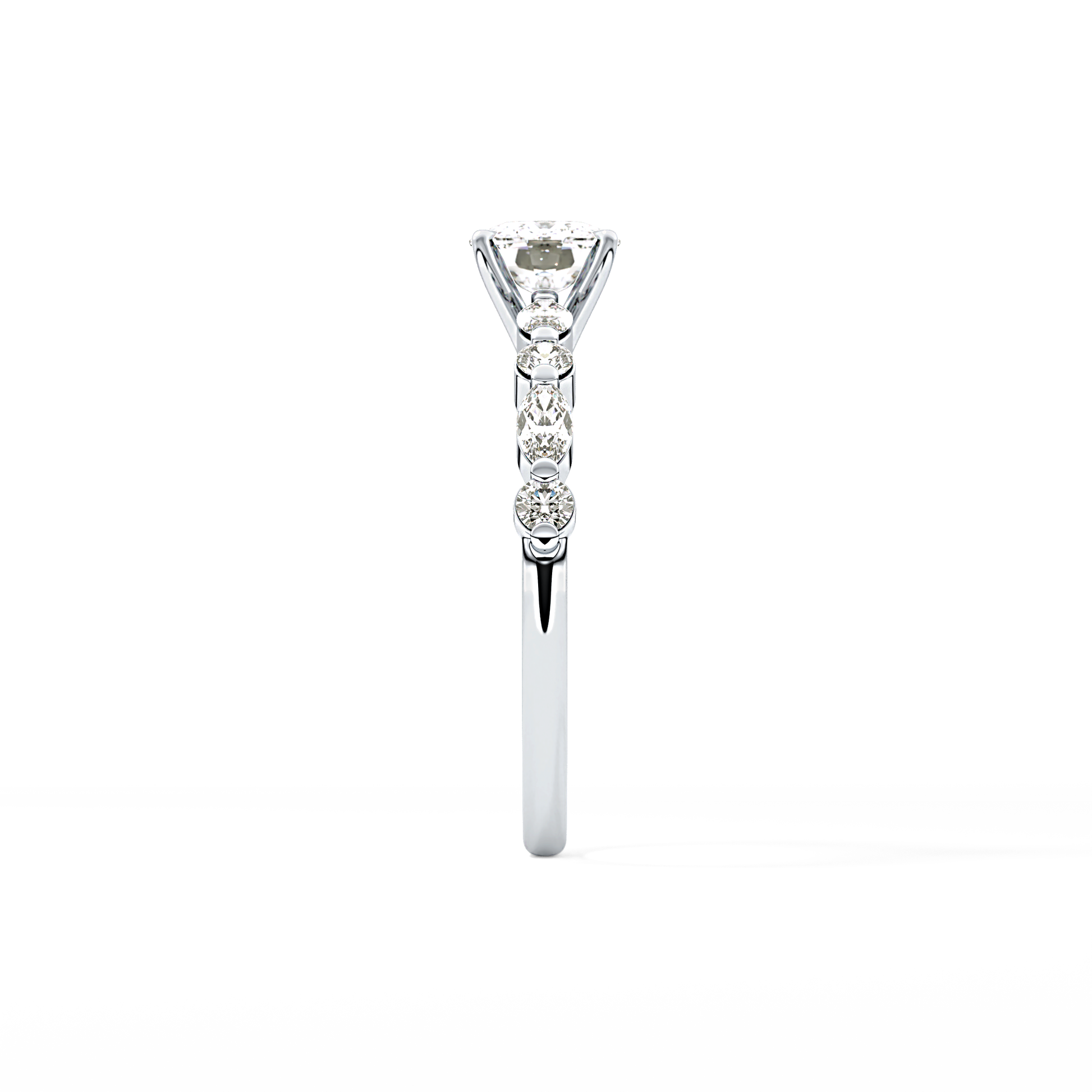 Cushion Cut 0.87 Carat Moissanite Ring – Pave Setting in Gold