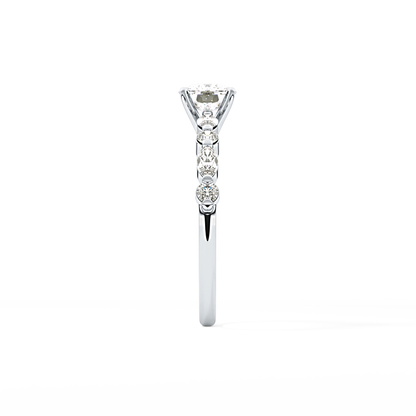 Cushion Cut 0.87 Carat Moissanite Ring – Pave Setting in Gold