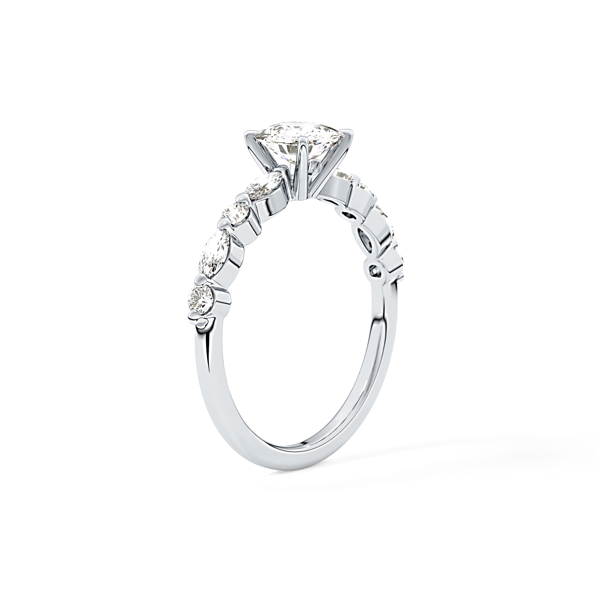 Cushion Cut 0.87 Carat Moissanite Ring – Pave Setting in Gold