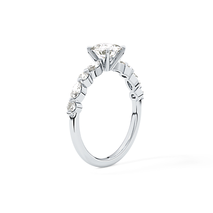 Cushion Cut 0.87 Carat Moissanite Ring – Pave Setting in Gold