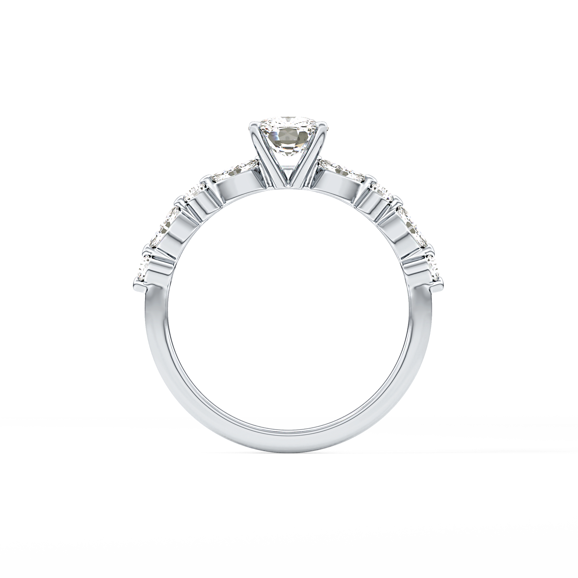 Cushion Cut 0.87 Carat Moissanite Ring – Pave Setting in Gold