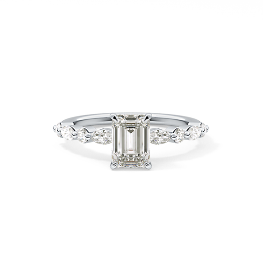 Emerald Cut 1.02 Carat Moissanite Ring – Pave Setting in Gold