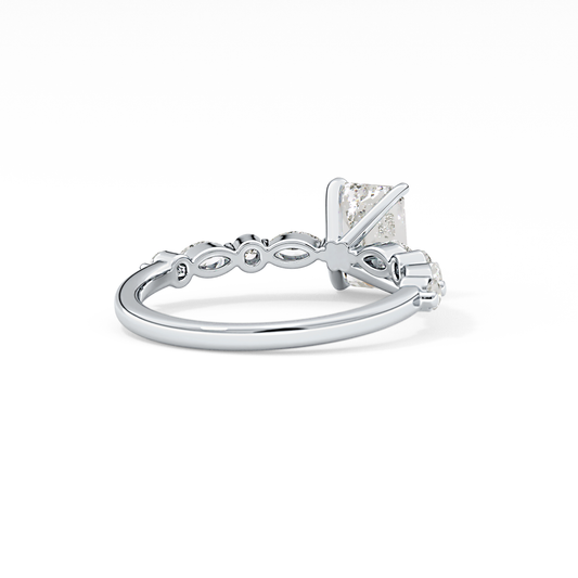 Emerald Cut 1.02 Carat Moissanite Ring – Pave Setting in Gold